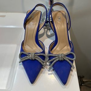 Zara silver bow tie royal blue heels - Used a handful of times!